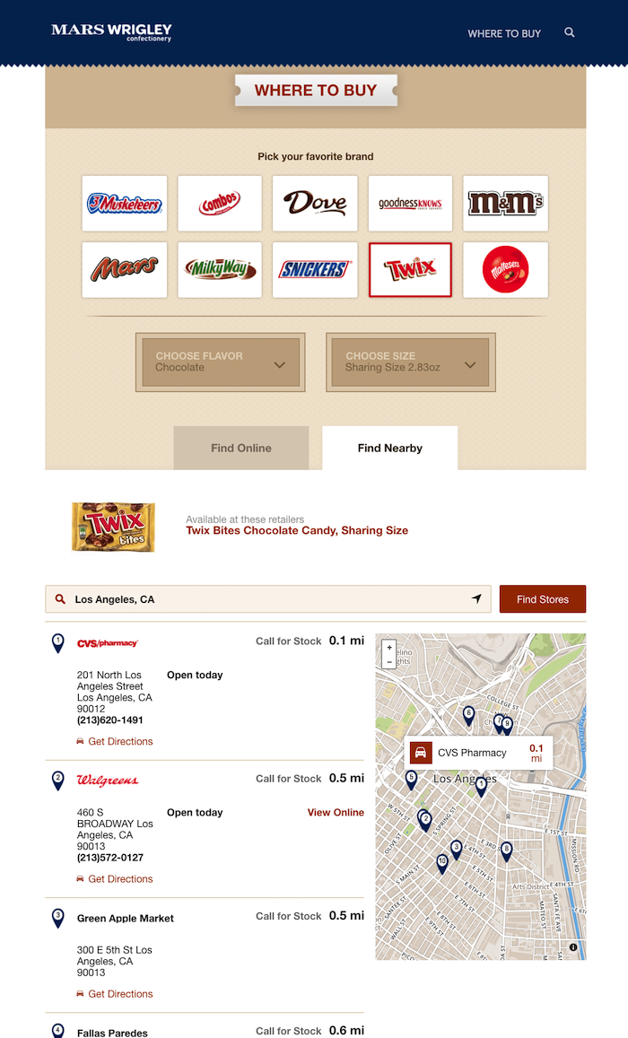 Mars Snacking - Where to Buy Embedded HTML Widget